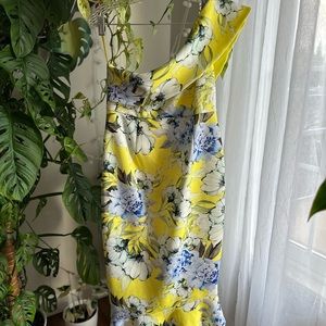NWT ASOS Floral Scuba One Shoulder Pephem Midi Dress Size 6